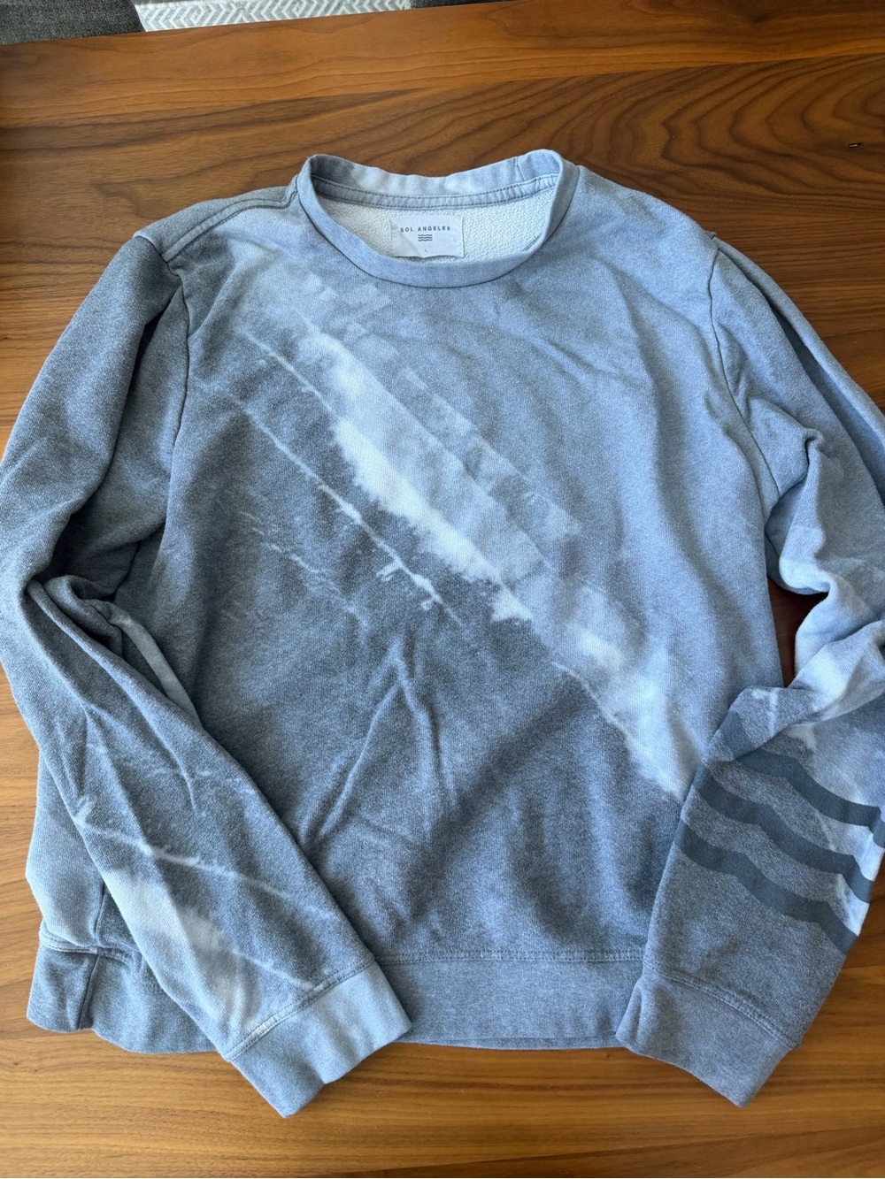 Sol Angeles Slate Blue Tie-Dye Crewneck Sweatshirt large vintage